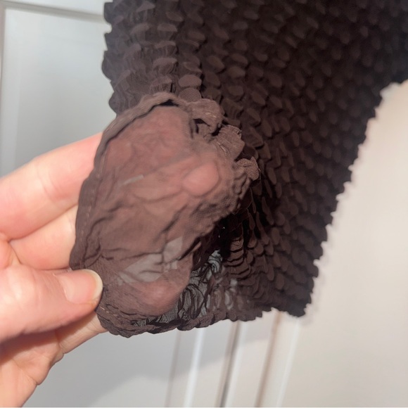 Vintage brown short-sleeve popcorn bubble crinkle shirt - o/s - Picture 10 of 12